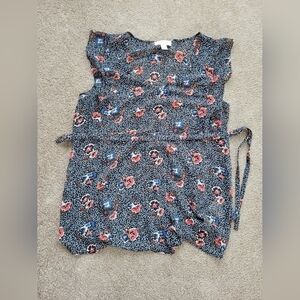 Motherhood Maternity black floral sheer flutter sleeve tank size M